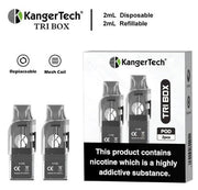 KangerTech Tri Box Refillable Pods - 2ml - 0.9Ω Mesh 2pcs/pack