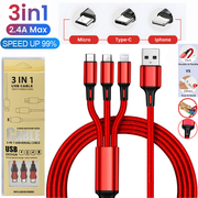 3-in-1 Charging Cable - USB to Micro, iPhone & Type-C