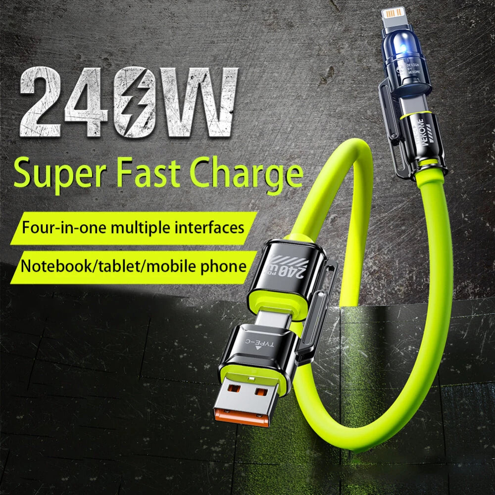 4-in-1 Charging Cable | Liquid Silicon Sleeve