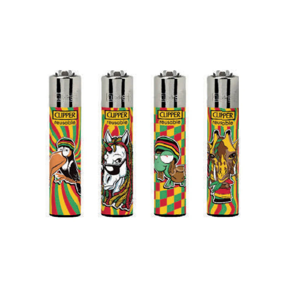 Clipper Lighter 48-Pack - Rasta Animals