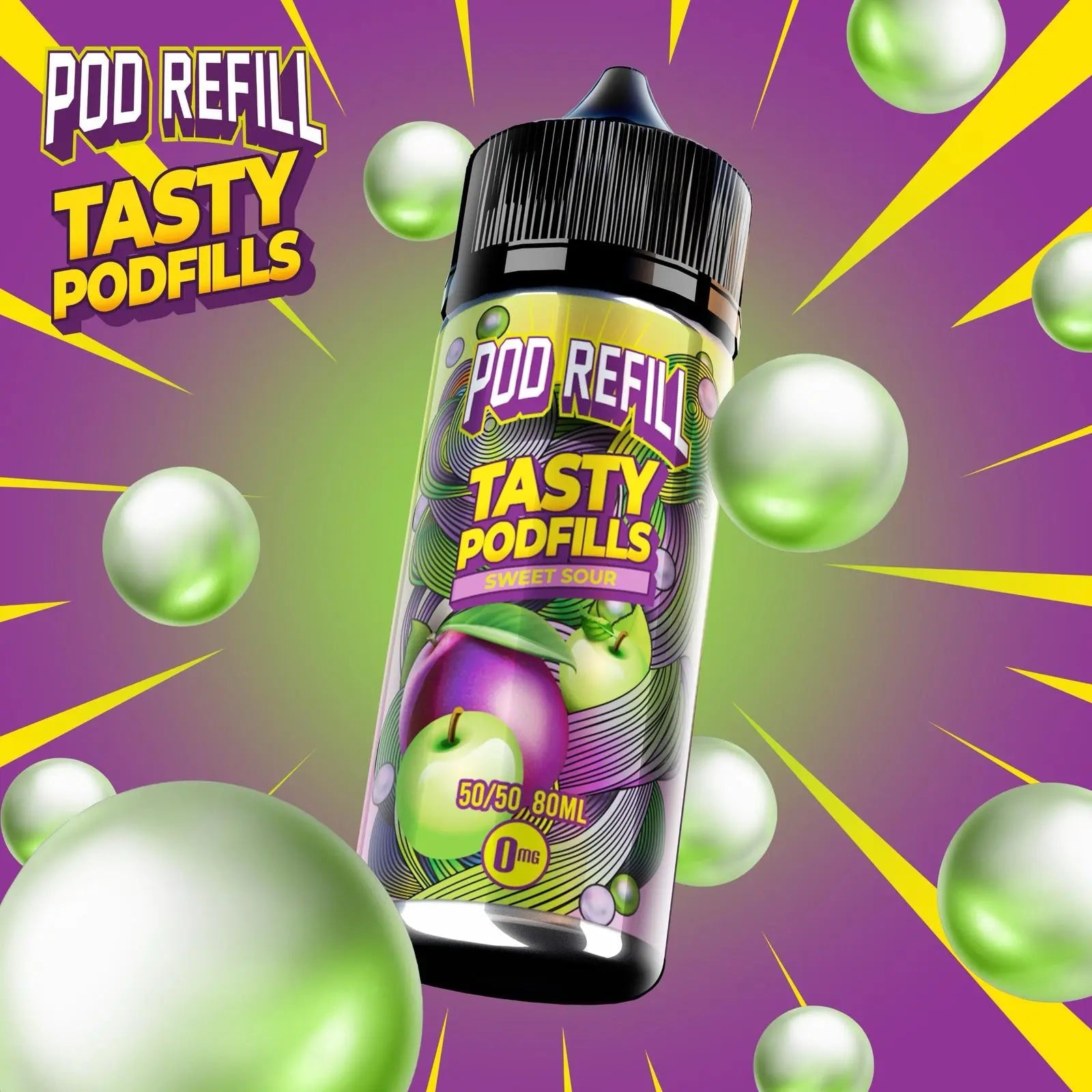 Pod Refill by Tasty Podfill 100ml 50/50 VG/PG E-Liquid Shortfill - Sweet Sour image