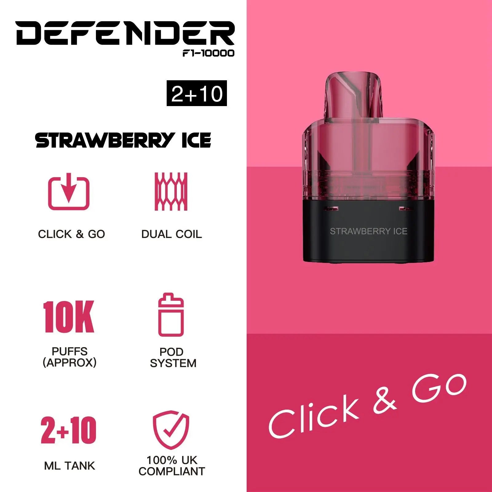 Defender F1-10000 Prefilled Pod - Strawberry Ice image