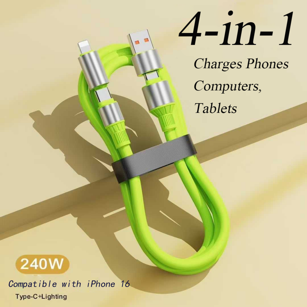 4-in-1 Charging Cable | Liquid Silicon Sleeve