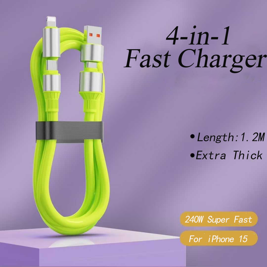 4-in-1 Charging Cable | Liquid Silicon Sleeve