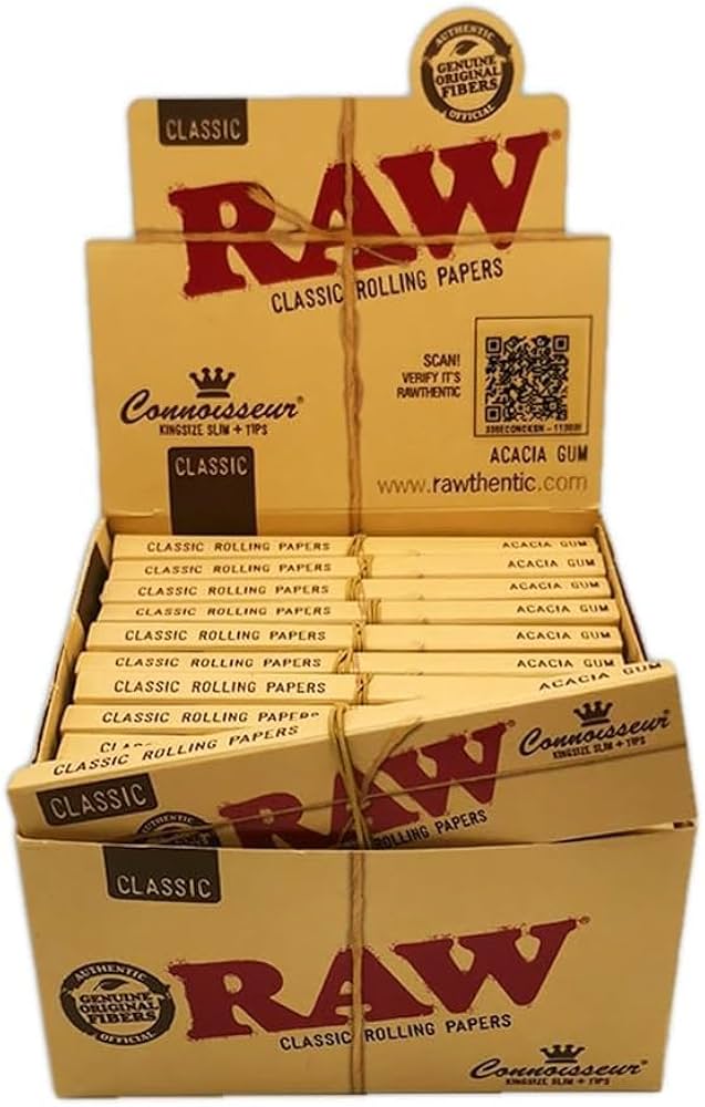 Raw Connoisseur Classic Rolling Paper King Size & Tips 24-Pack