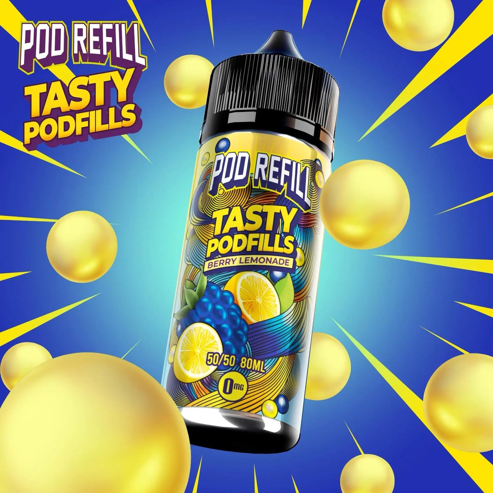 Pod Refill by Tasty Podfill 100ml 50/50 VG/PG E-Liquid Shortfill - Berry Lemonade image