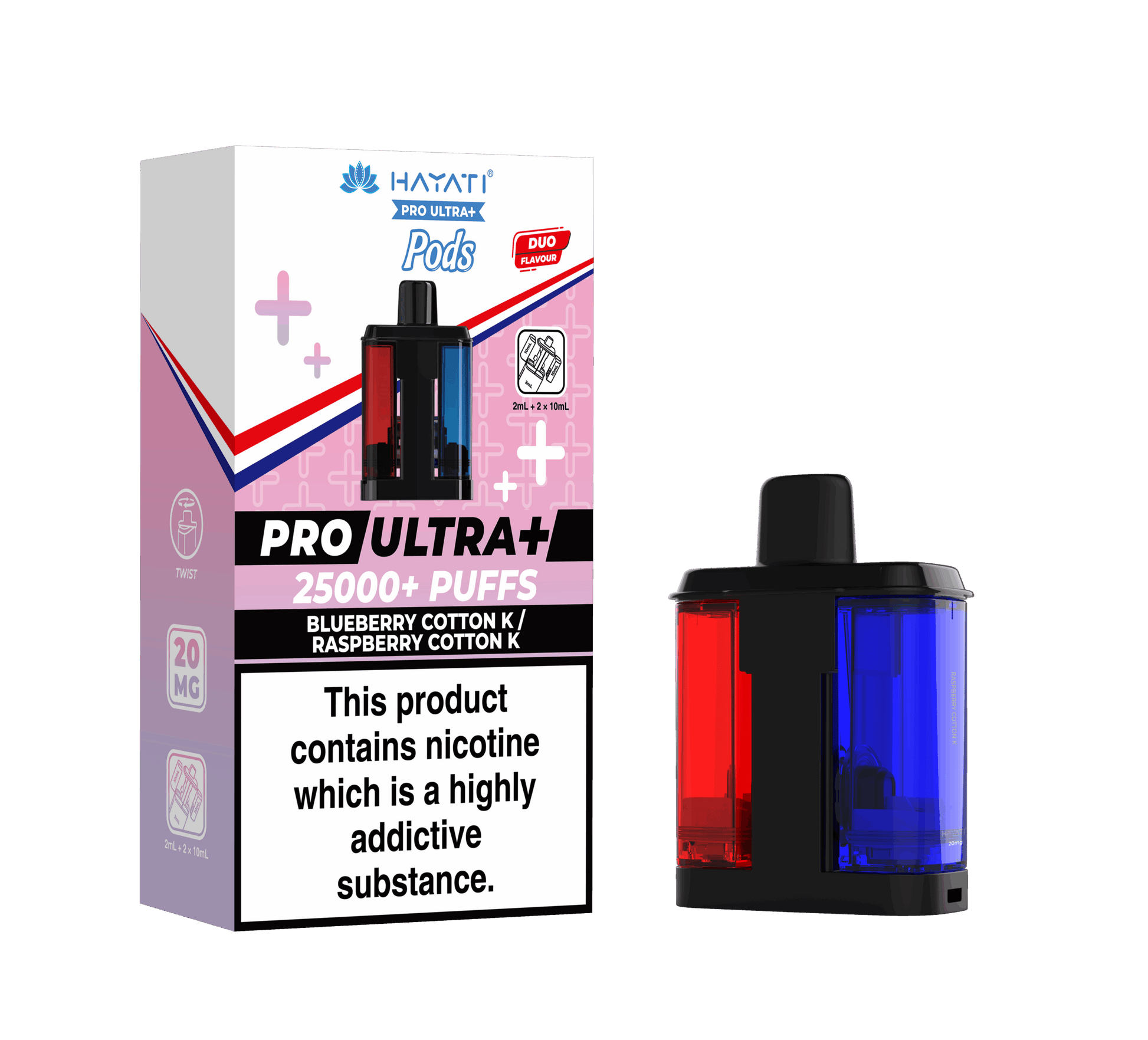 Hayati Pro Ultra Plus 25K Prefilled Pods - Blueberry Cotton K / Raspberry Cotton K image