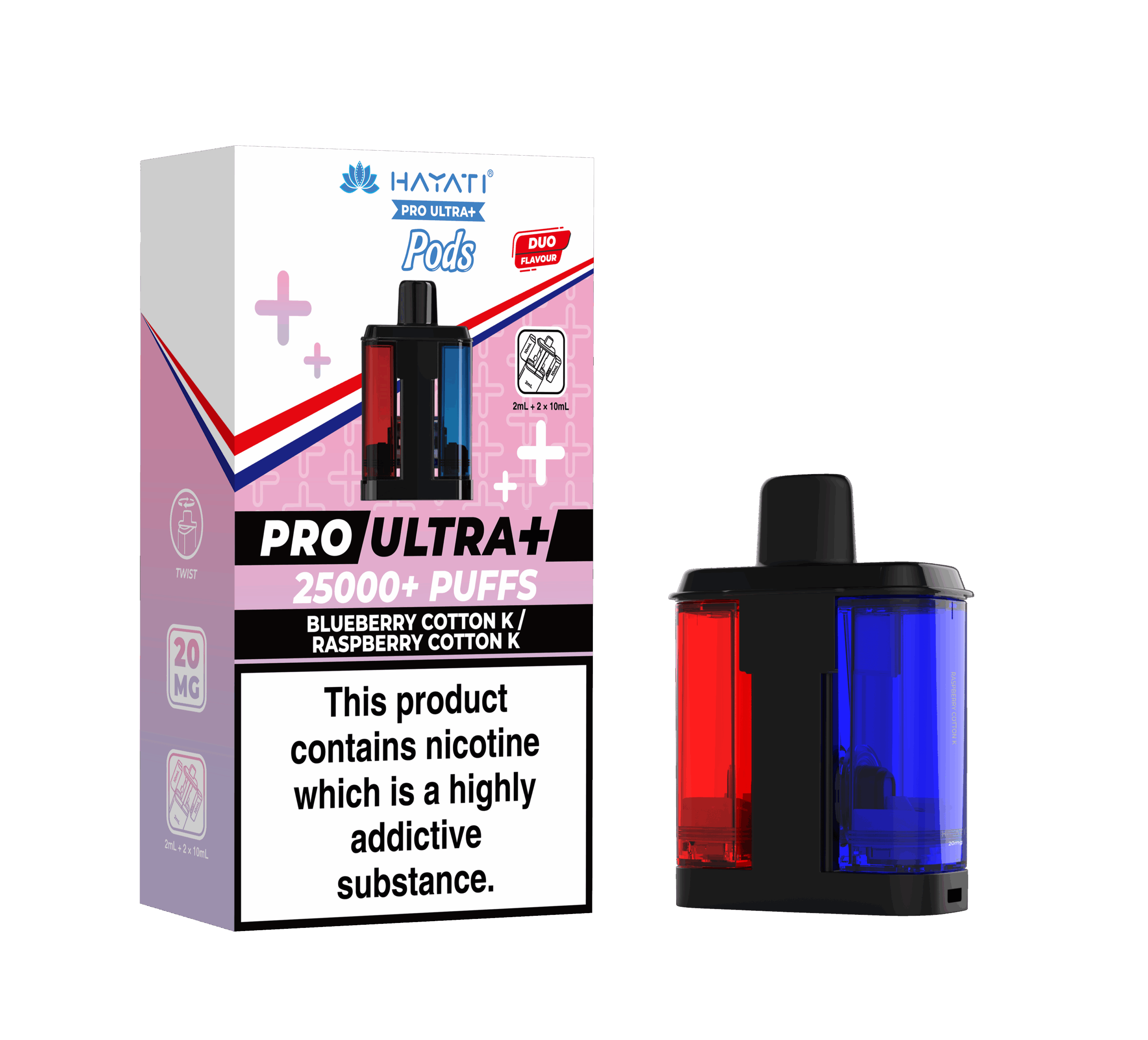 Hayati Pro Ultra Plus 25K Prefilled Pods - Blueberry Cotton K / Raspberry Cotton K image