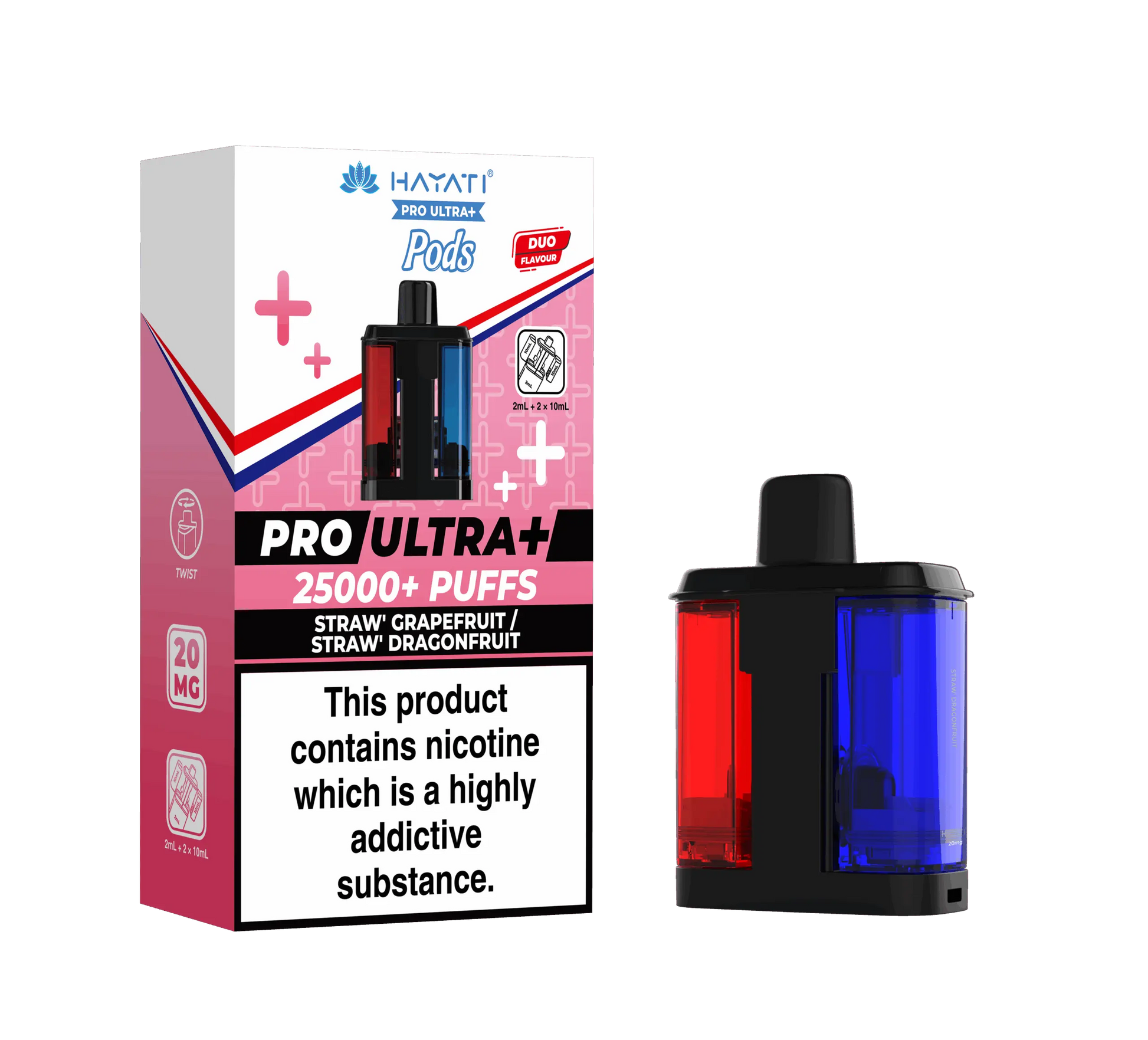 Hayati Pro Ultra Plus 25K Prefilled Pods - Straw' Grapefruit / Straw' Dragonfruit image
