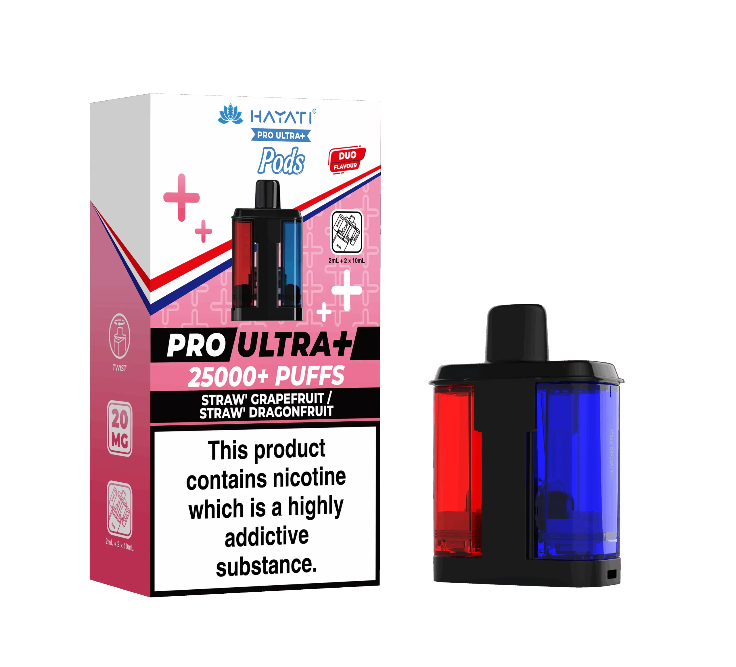 Hayati Pro Ultra Plus 25K Prefilled Pods - Straw' Grapefruit / Straw' Dragonfruit image
