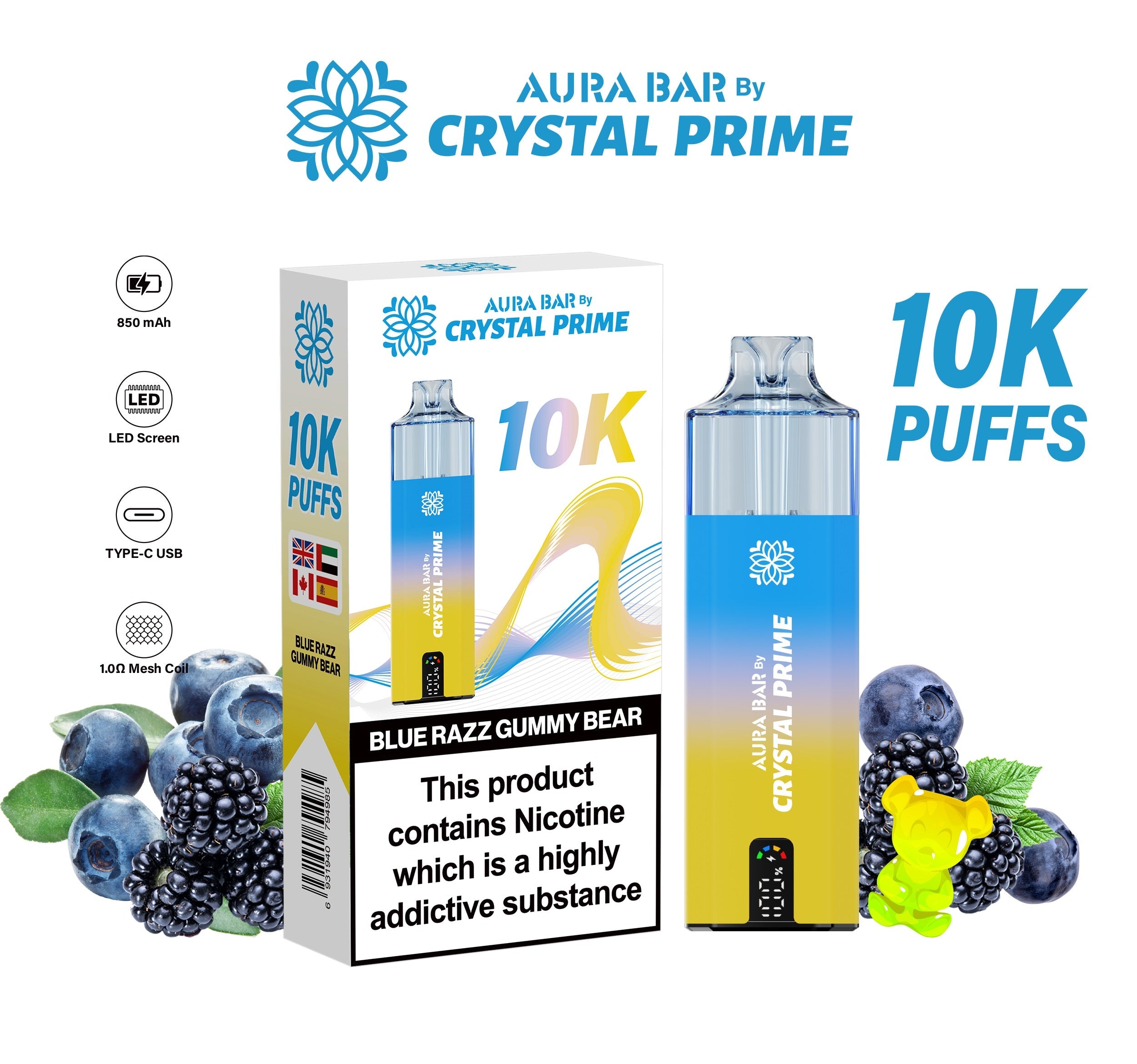 Crystal Prime Aura Bar 10K Prefilled Vape Kit