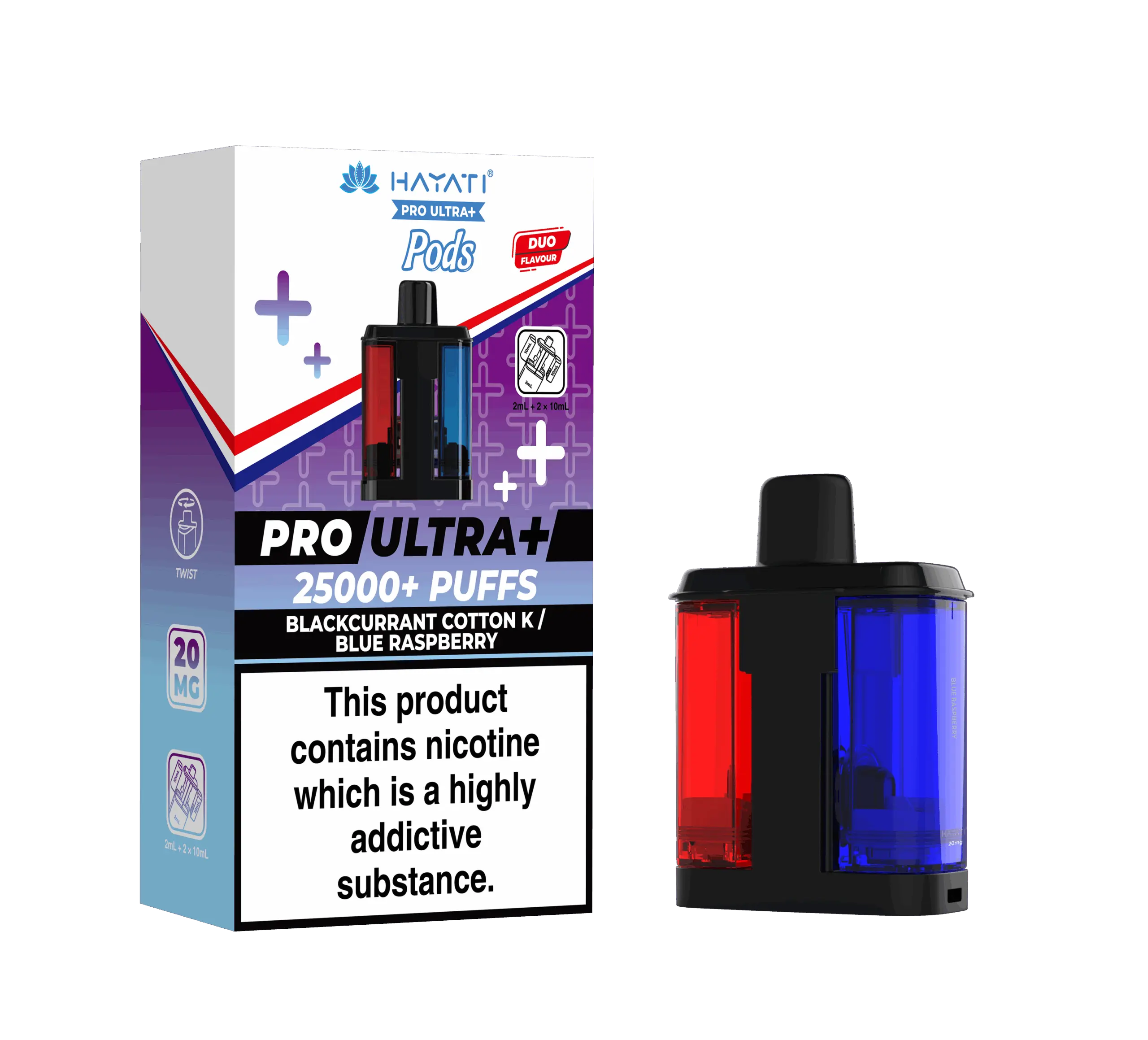 Hayati Pro Ultra Plus 25K Prefilled Pods - Blackcurrant Cotton K / Blue Raspberry image
