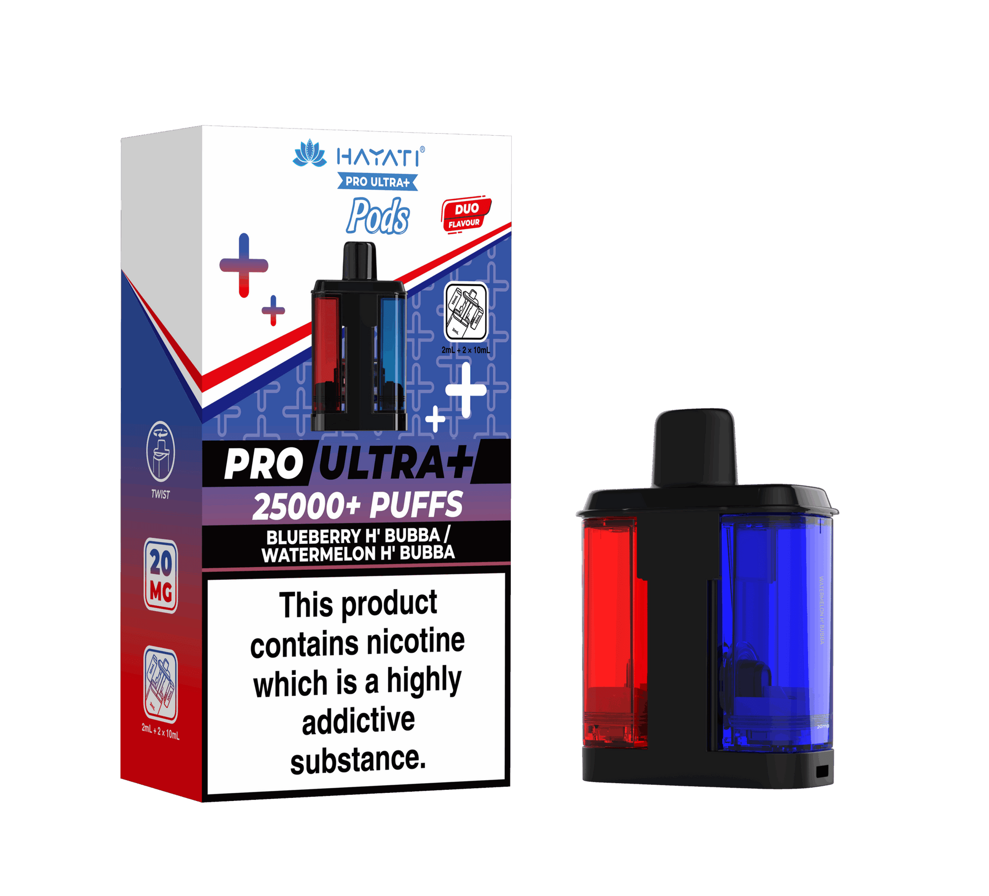 Hayati Pro Ultra Plus 25K Prefilled Pods - Blueberry H'Bubba / Watermelon H'Bubba image