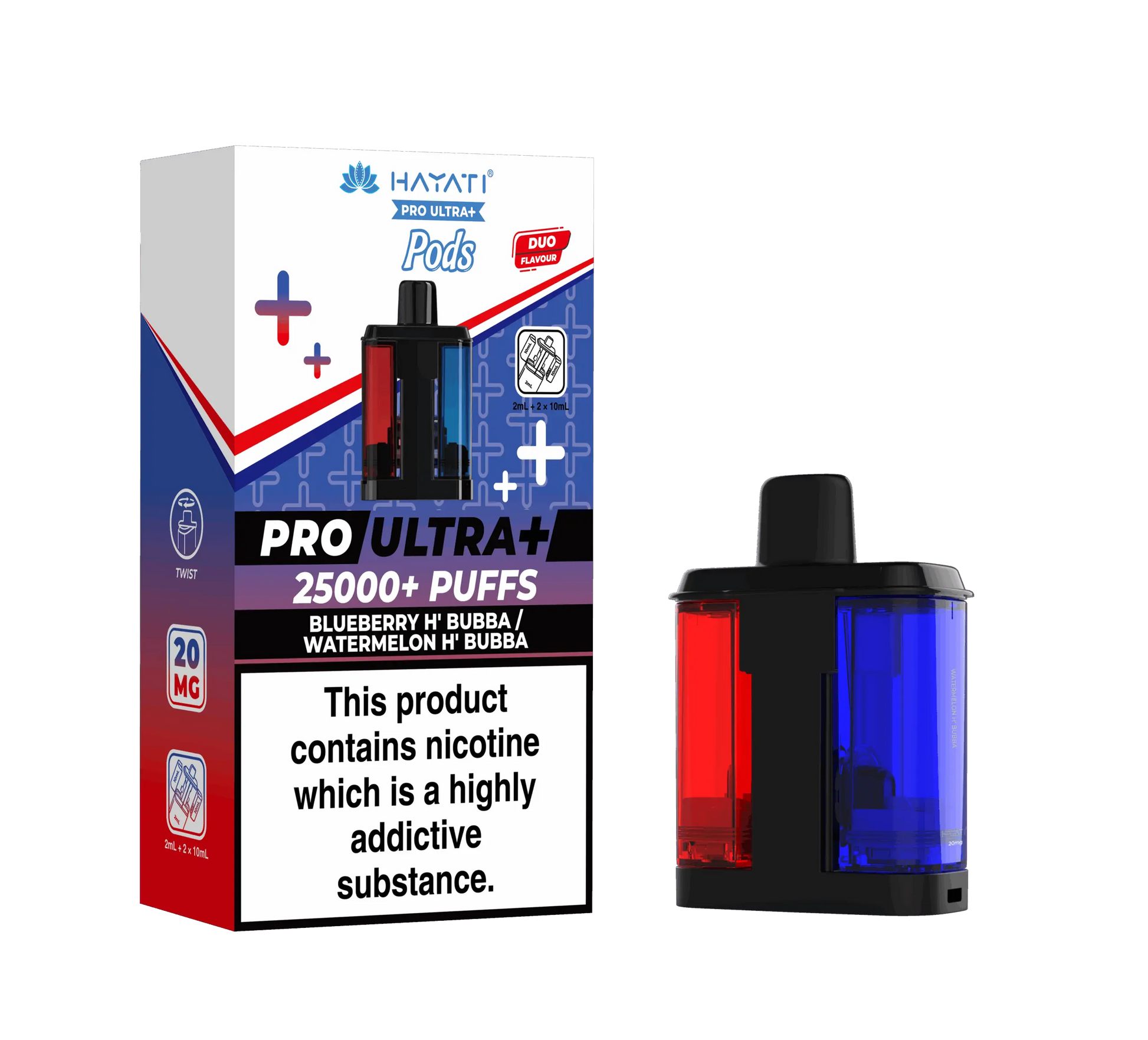 Hayati Pro Ultra Plus 25K Prefilled Pods - Blueberry H'Bubba / Watermelon H'Bubba image