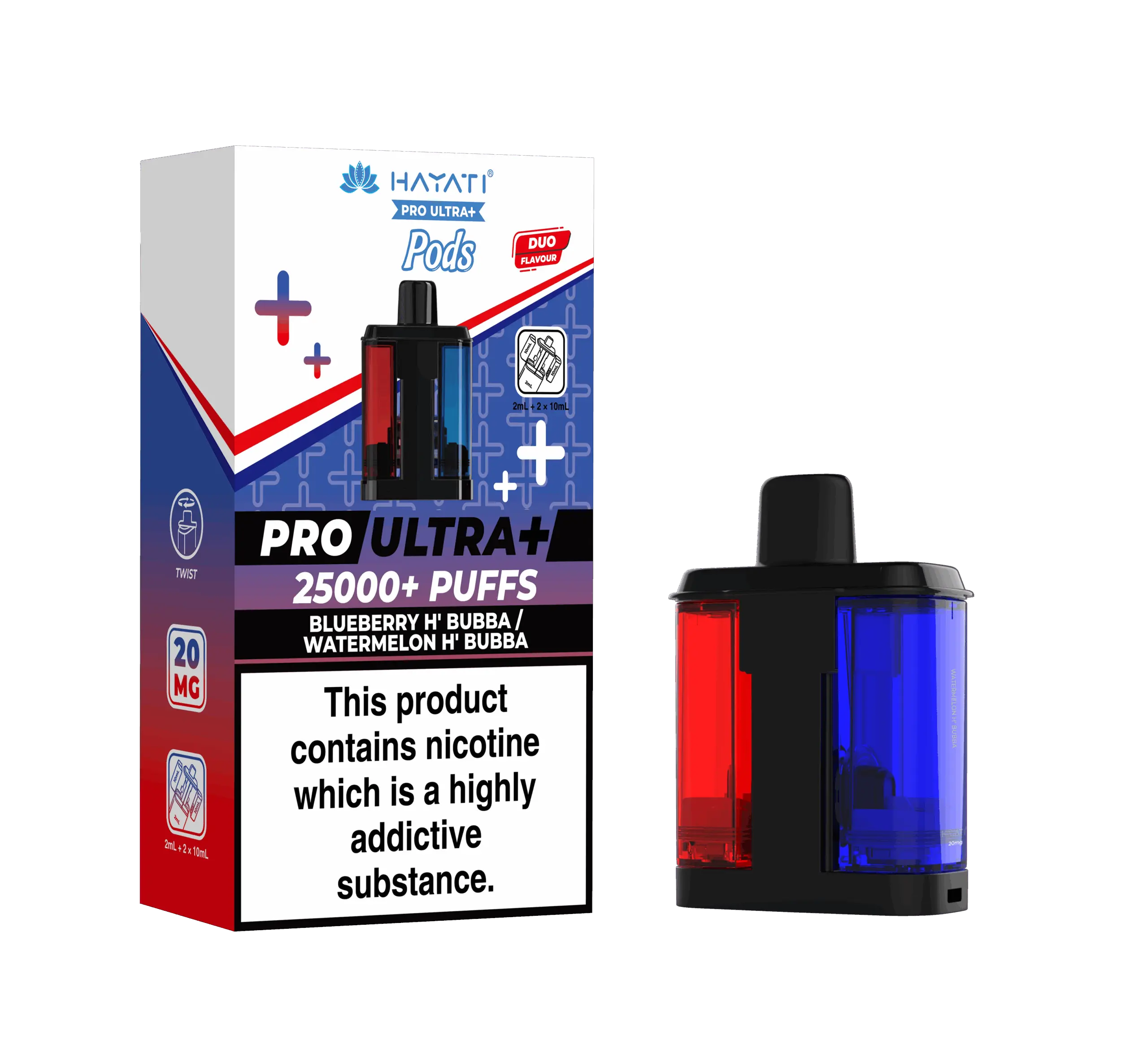 Hayati Pro Ultra Plus 25K Prefilled Pods - Blueberry H'Bubba / Watermelon H'Bubba image