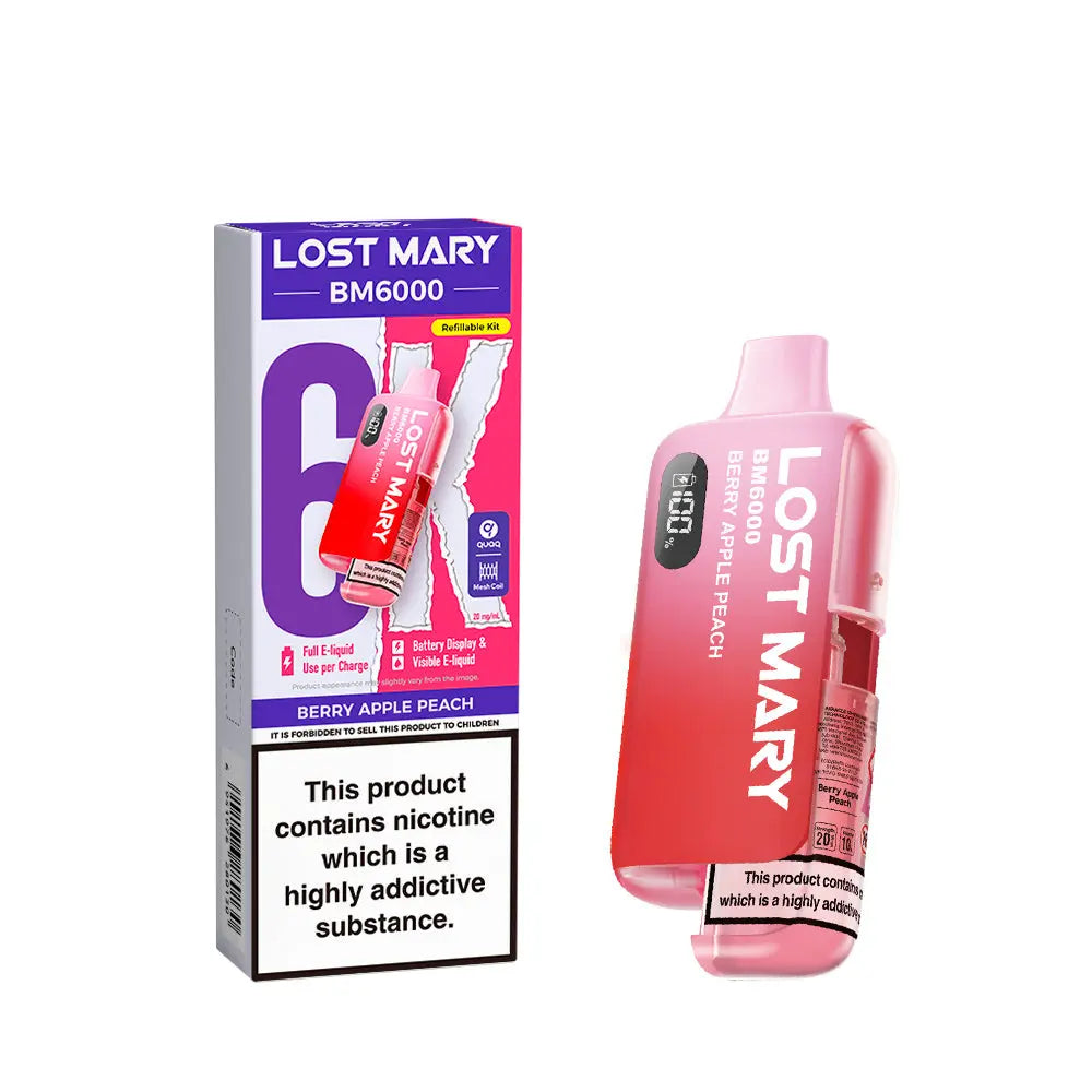 Lost Mary BM6000 Pod Kit – Rechargeable Refillable Vape | 6000 Puffs | 20mg Lost Mary