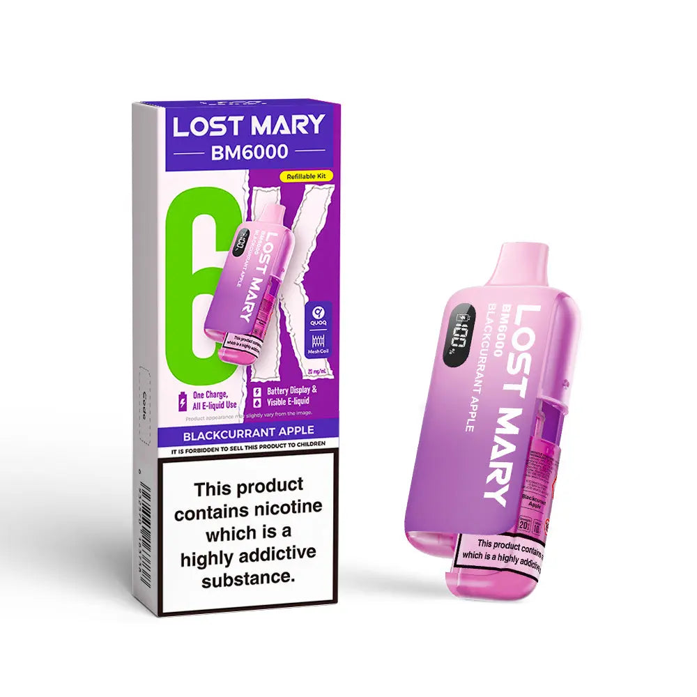 Lost Mary BM6000 Pod Kit – Rechargeable Refillable Vape | 6000 Puffs | 20mg Lost Mary