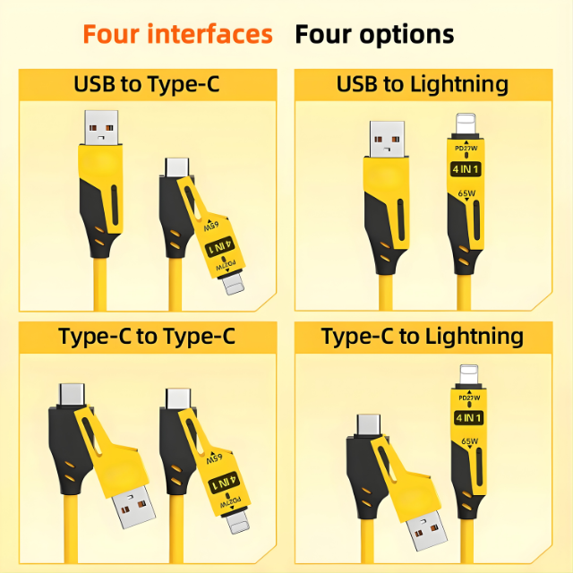 4-in-1 Retractable Spring Charging Cable
