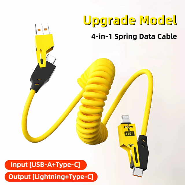 4-in-1 Retractable Spring Charging Cable