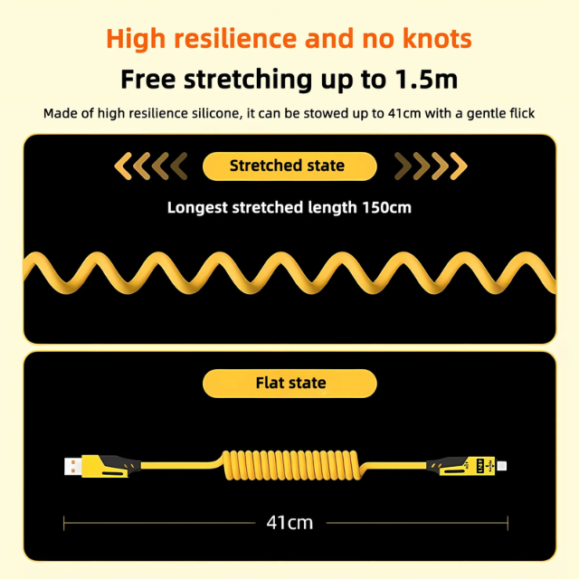 4-in-1 Retractable Spring Charging Cable