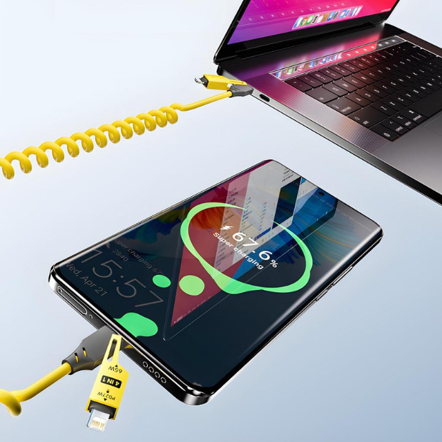 4-in-1 Retractable Spring Charging Cable