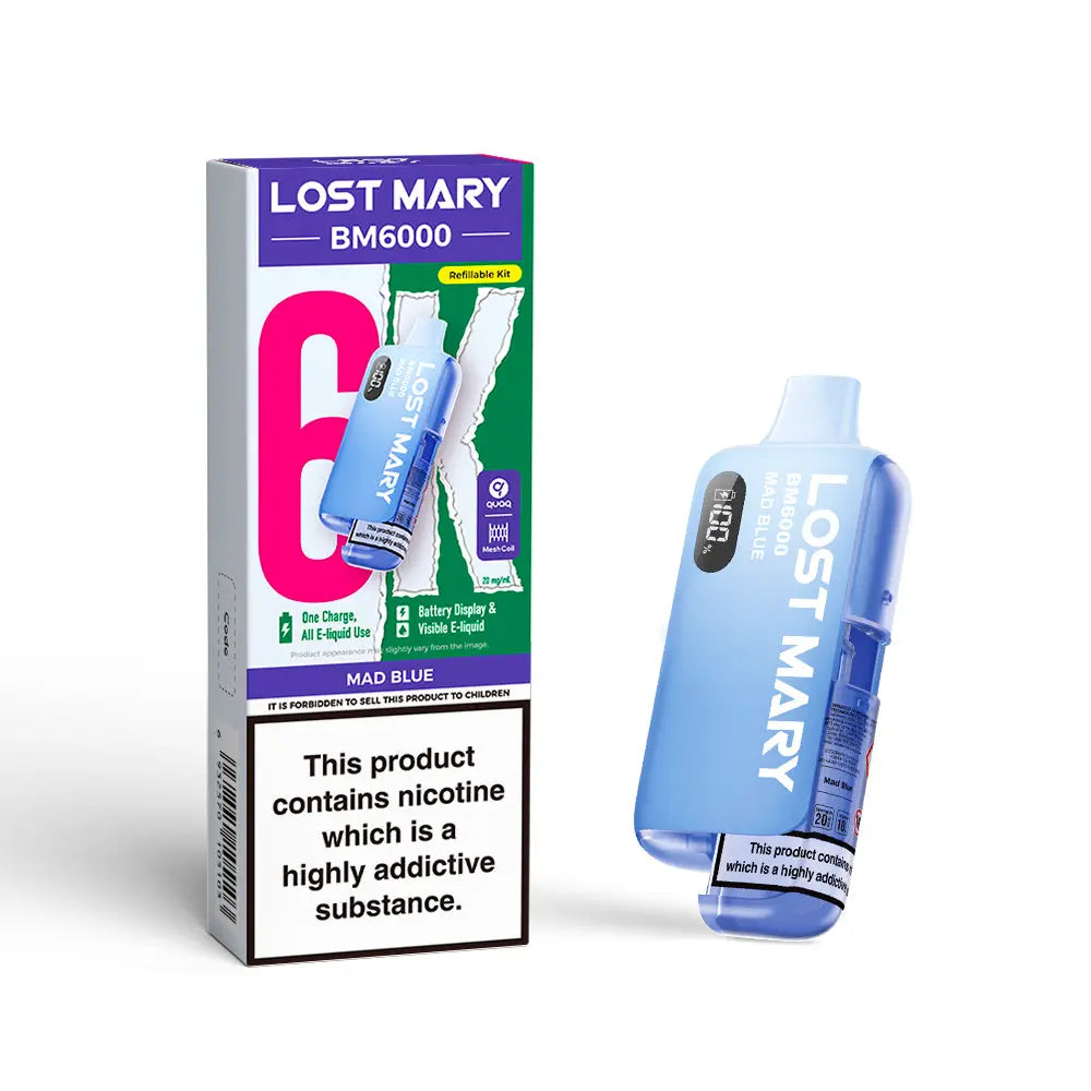 Lost Mary BM6000 Pod Kit – Rechargeable Refillable Vape | 6000 Puffs | 20mg Lost Mary