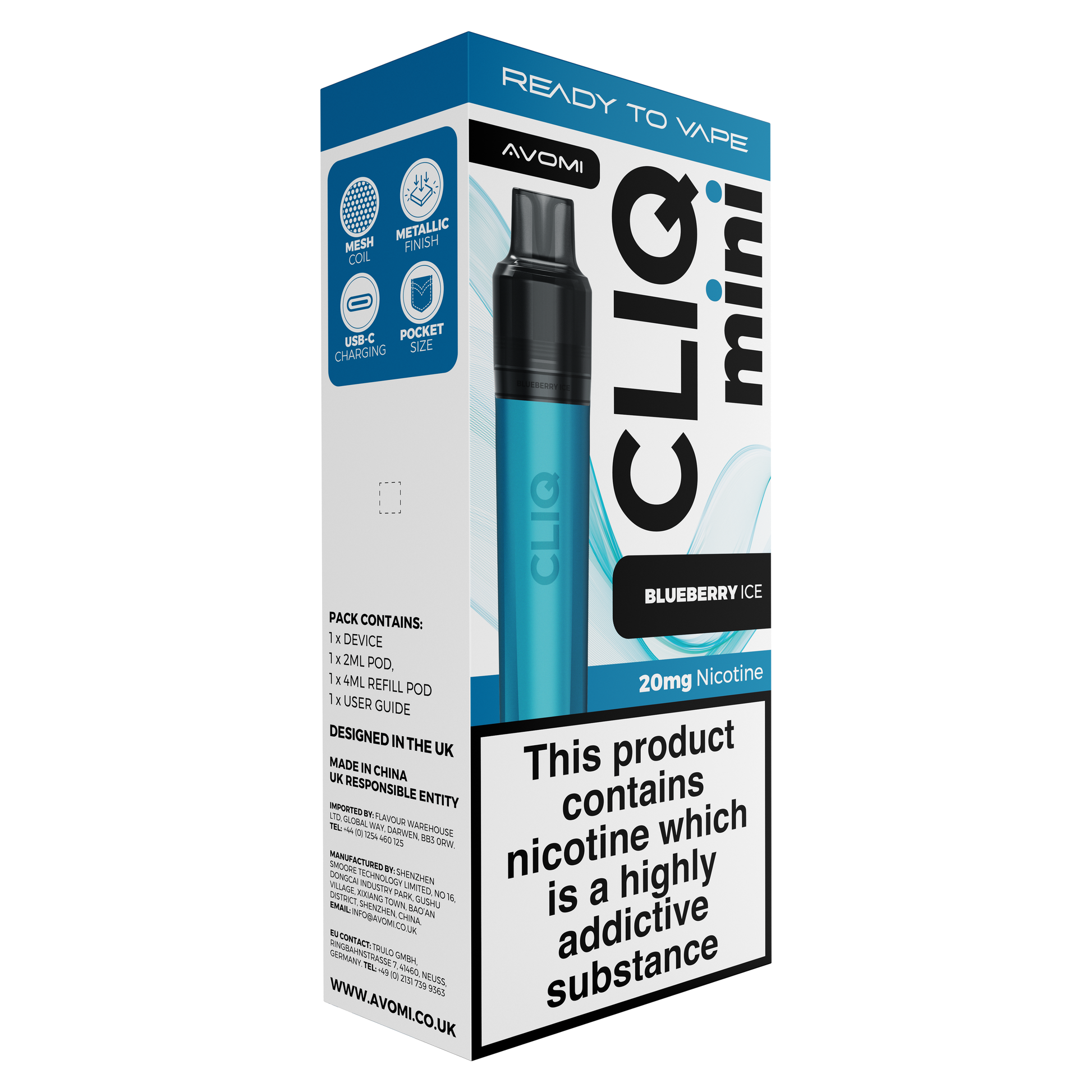 Avomi CLIQ Mini Prefilled Pod Kit (2ml + 4ml) | Upto 3000 Puffs Avomi