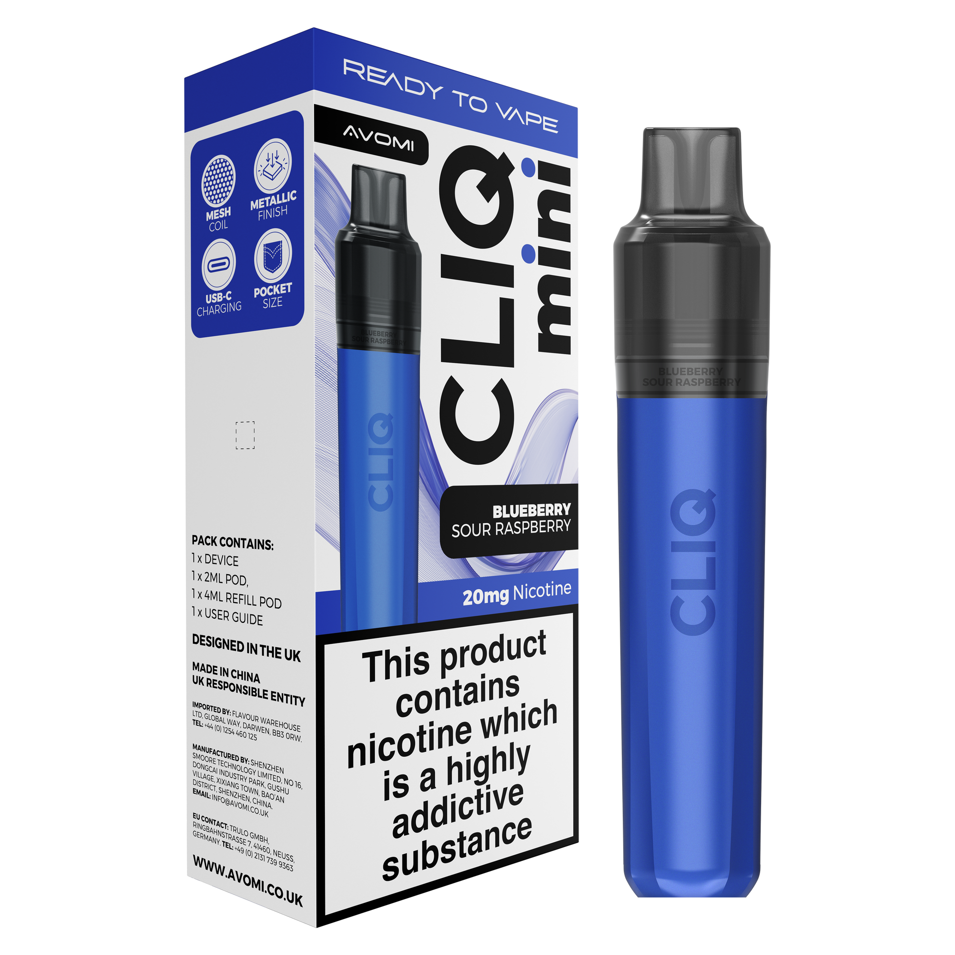 Avomi CLIQ Mini Prefilled Pod Kit (2ml + 4ml) | Upto 3000 Puffs Avomi