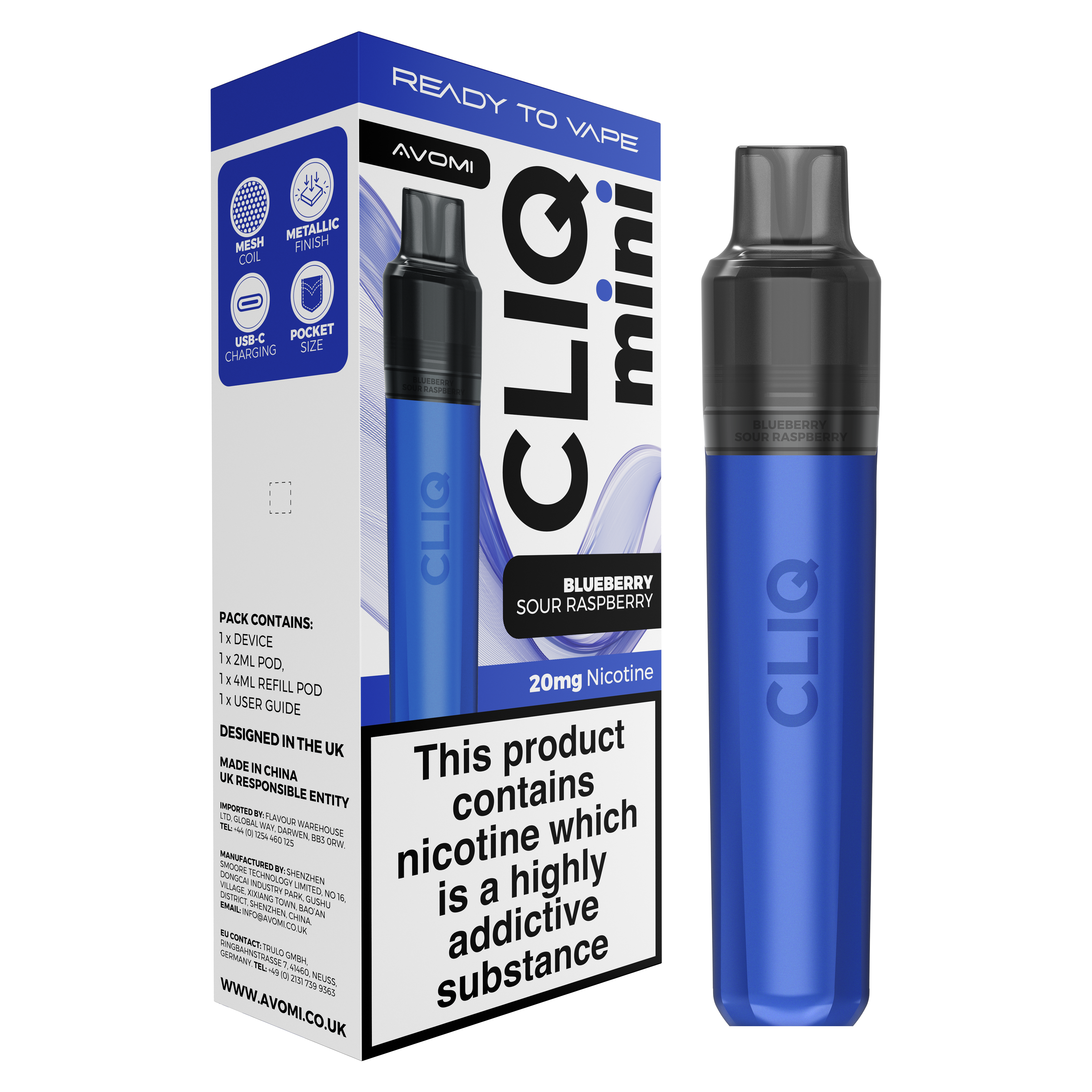 Avomi CLIQ Mini Prefilled Pod Kit (2ml + 4ml) | Upto 3000 Puffs Avomi