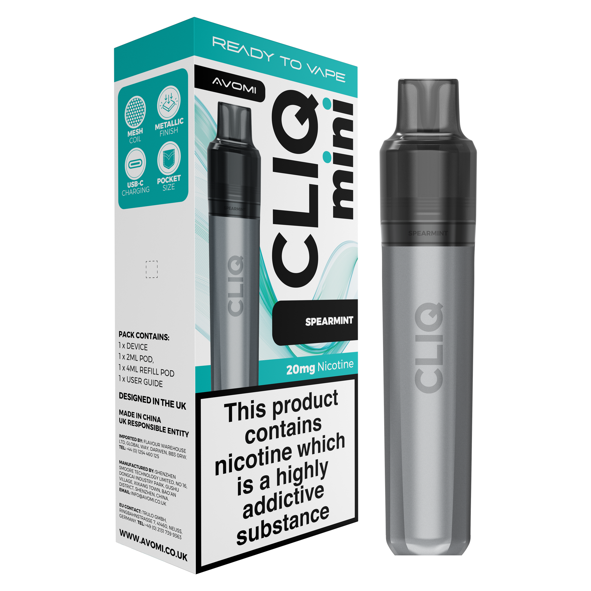 Avomi CLIQ Mini Prefilled Pod Kit (2ml + 4ml) | Upto 3000 Puffs Avomi