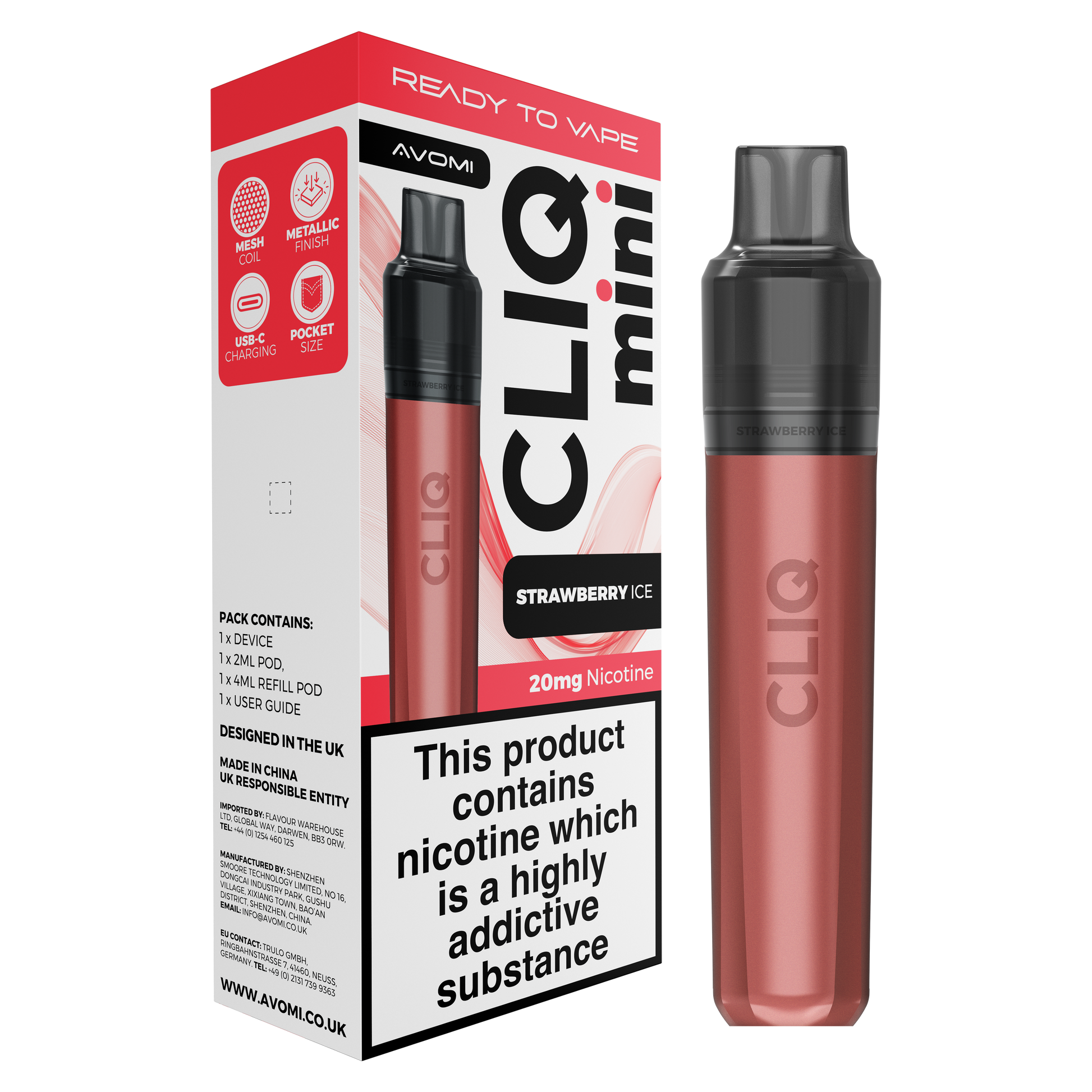 Avomi CLIQ Mini Prefilled Pod Kit (2ml + 4ml) | Upto 3000 Puffs Avomi