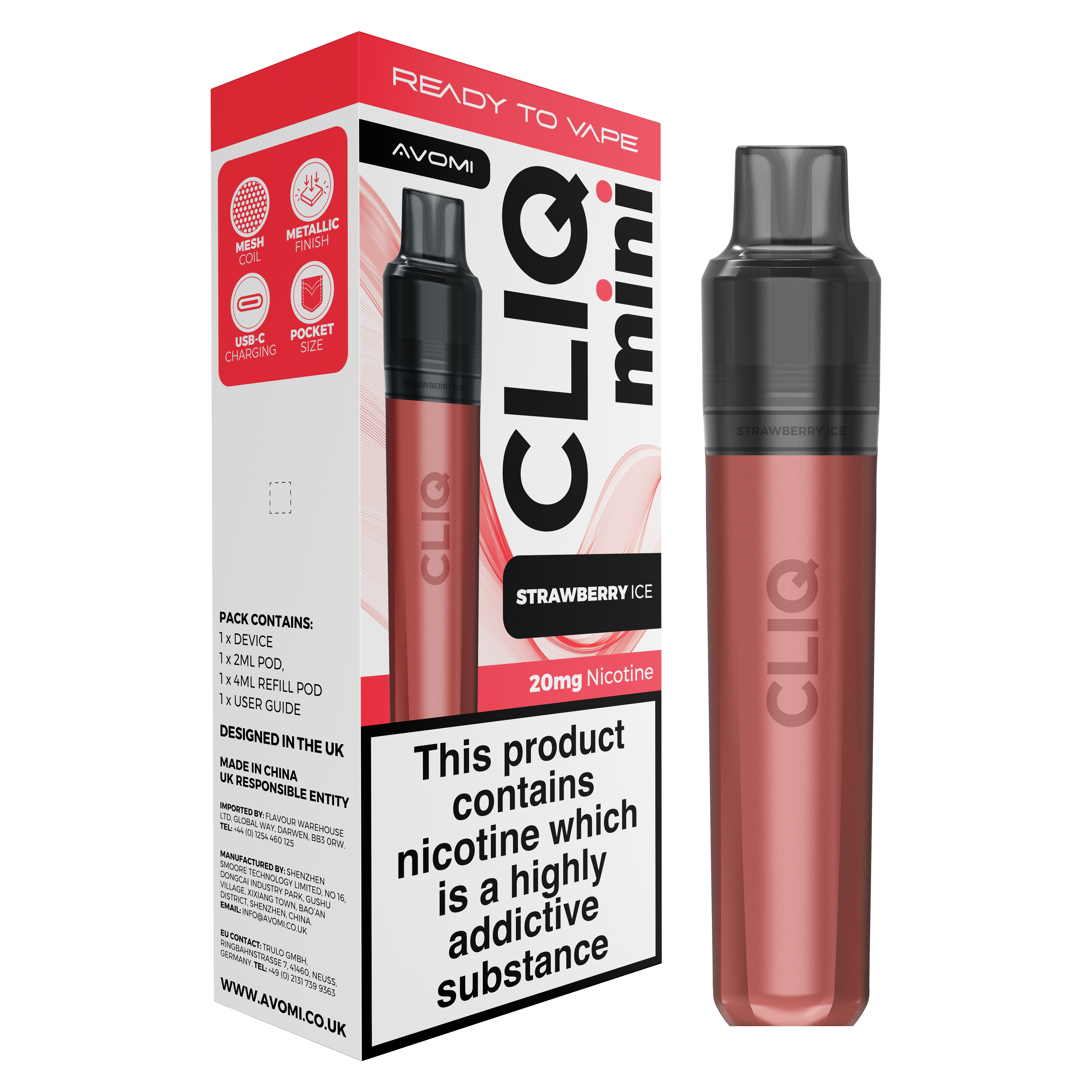 Avomi CLIQ Mini Prefilled Pod Kit (2ml + 4ml) | Upto 3000 Puffs Avomi