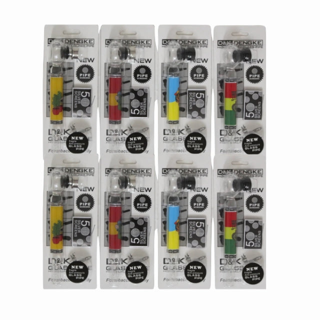 D&K Rasta Glass Pipe with Screens (12-Pack)