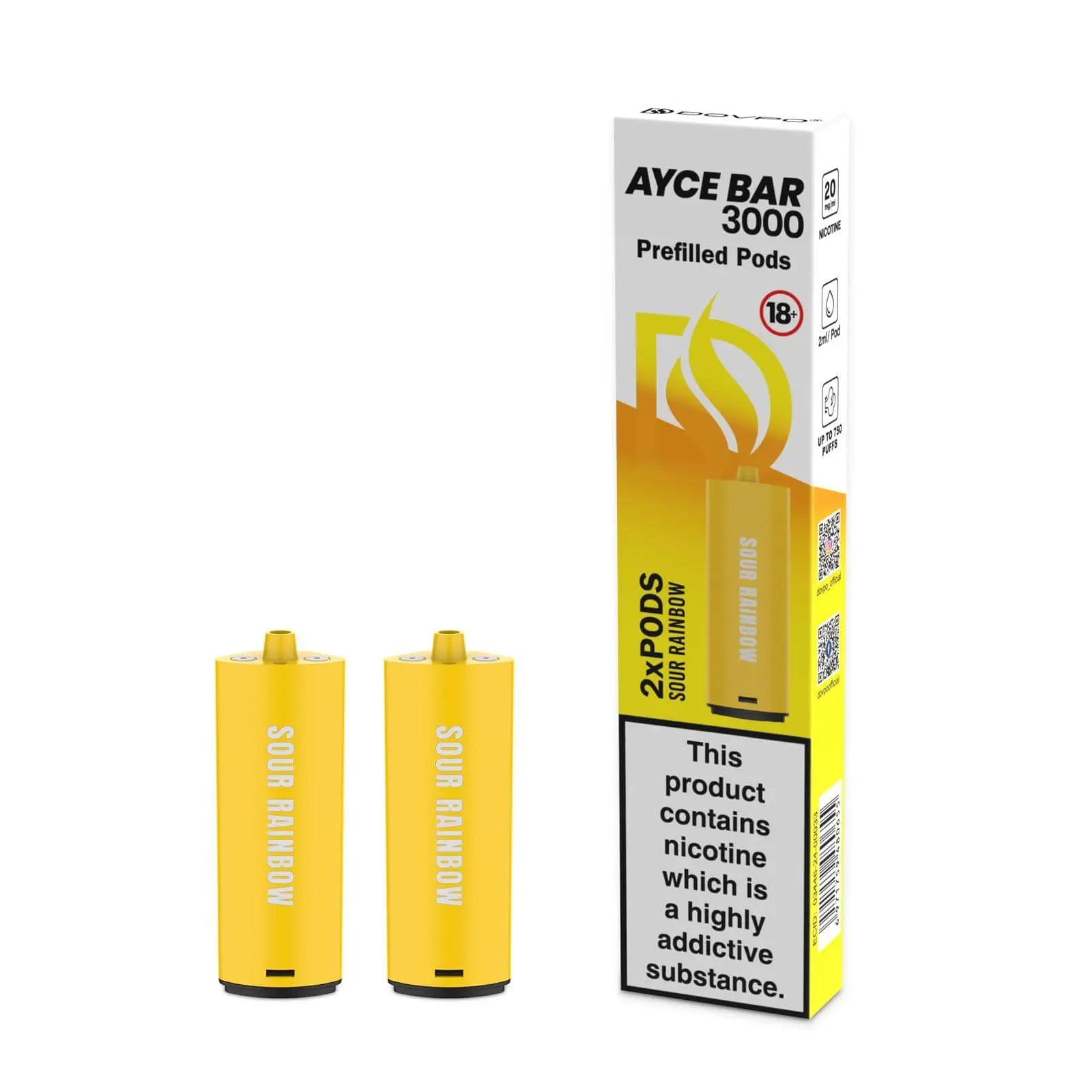 Dovpo Ayce Bar 3000 Prefilled Pods | 20mg 2pcs/pack - Sour Rainbow image