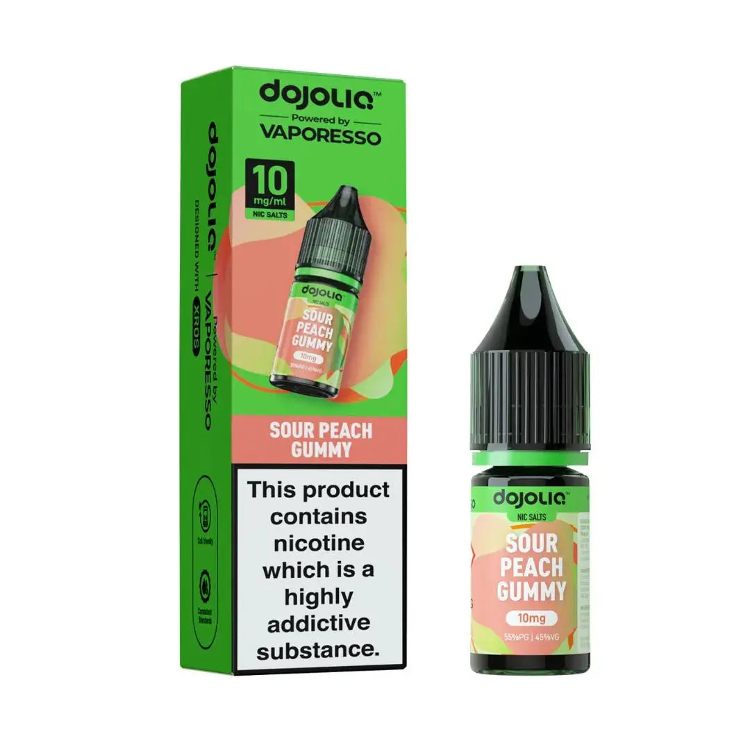 DojoLiq Sour Peach Gummy Nic Salt 10mg 10ml candy vape juice