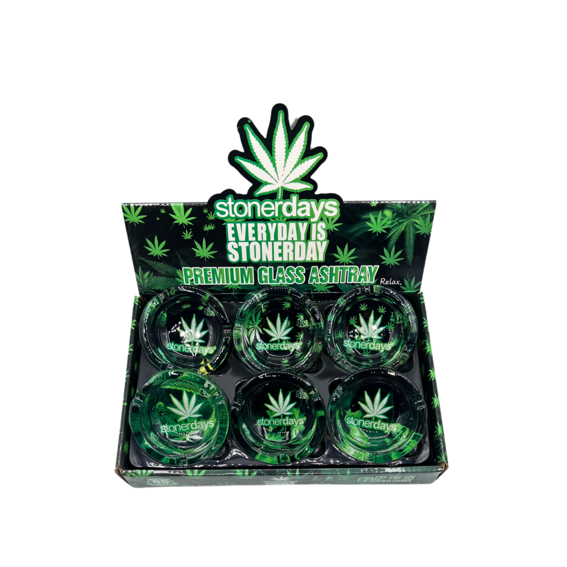 Glass Ashtray With Rubber - Stonerdays (6-Pack)