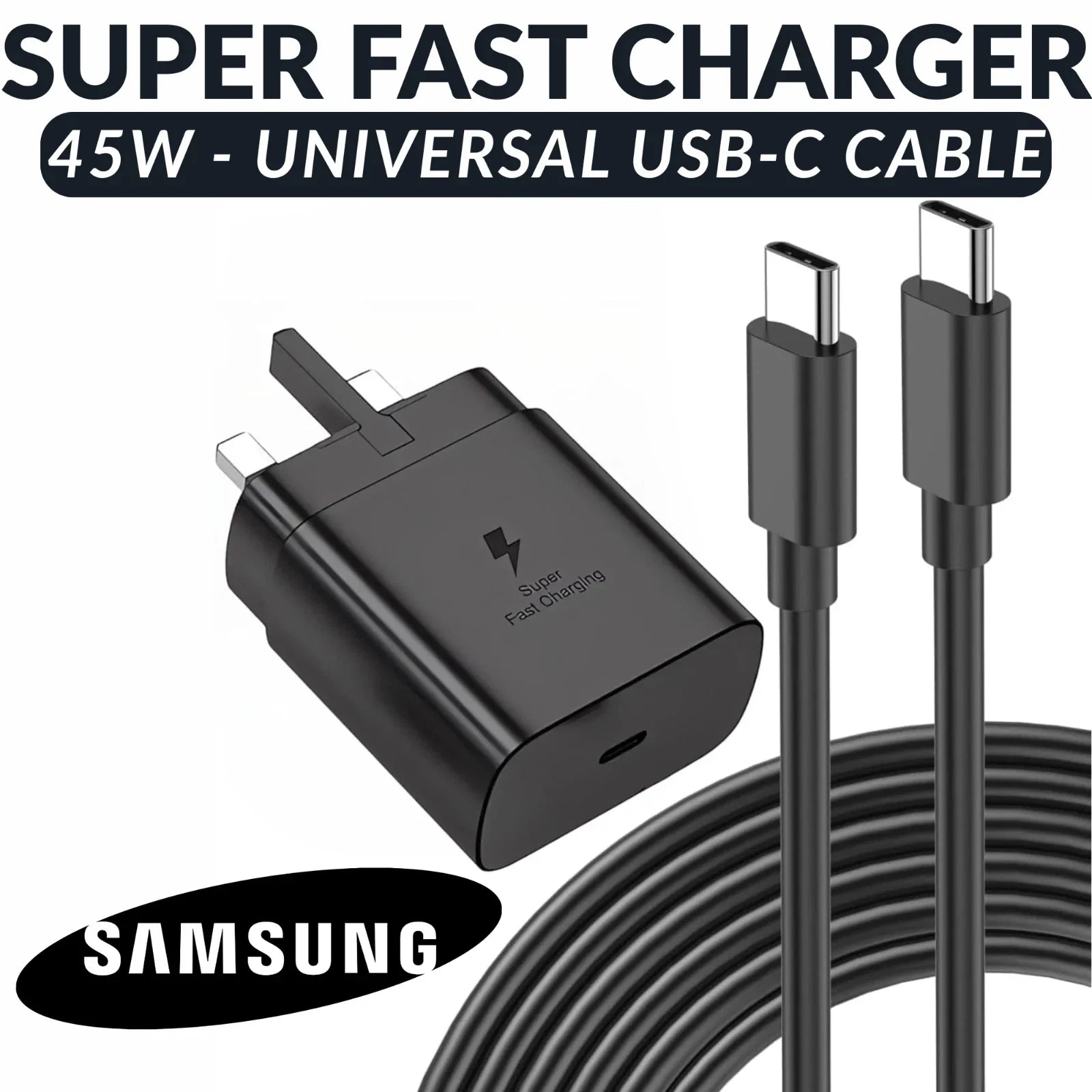 Type-C Charging Set 45W | Plug + Cable for Samsung