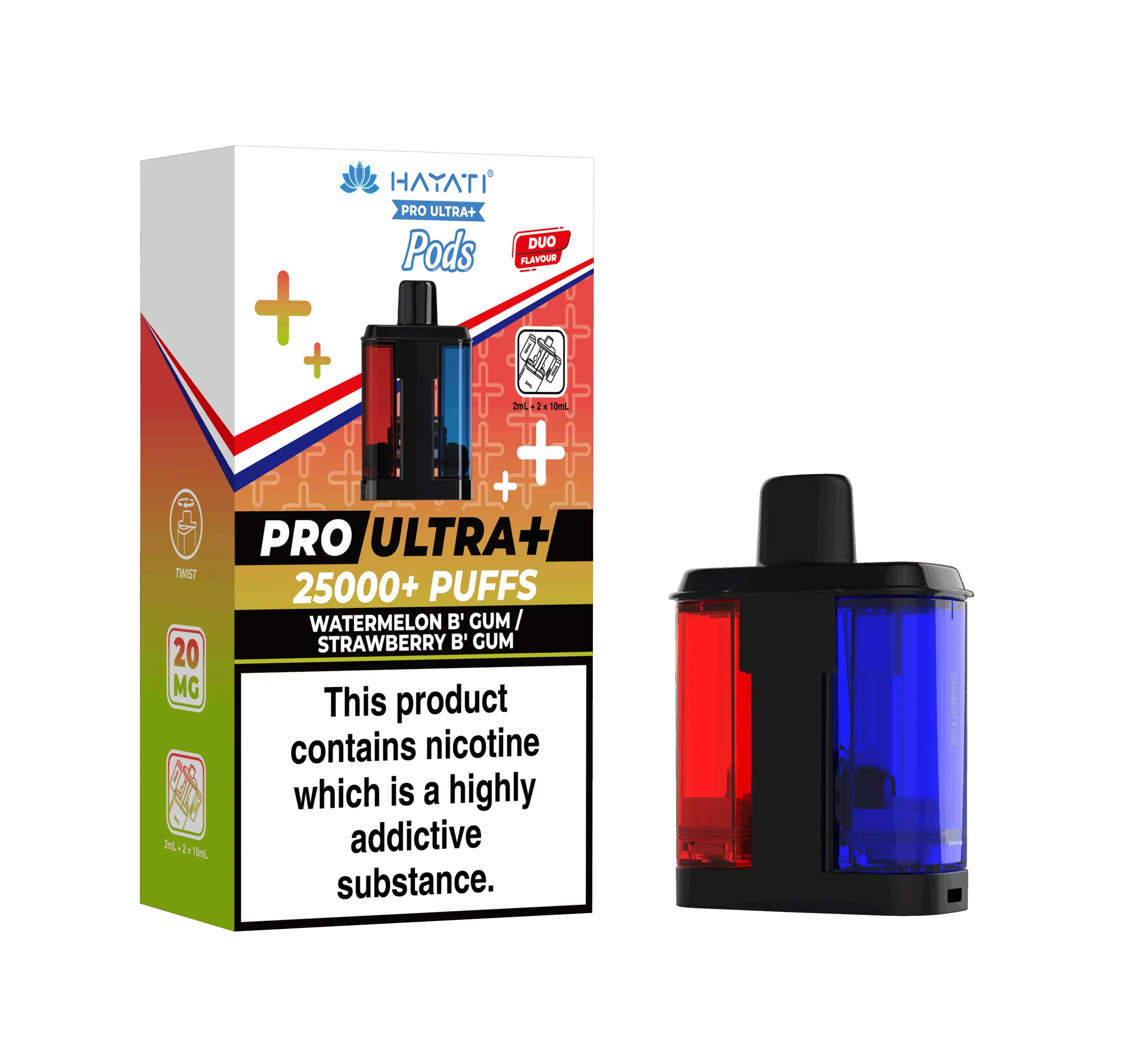 Hayati Pro Ultra Plus 25K Prefilled Pods - Watermelon B'Gum / Strawberry B'Gum image