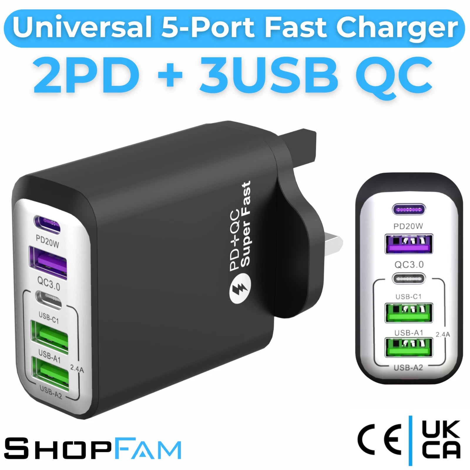 Universal 5-Port Fast Charger Plug