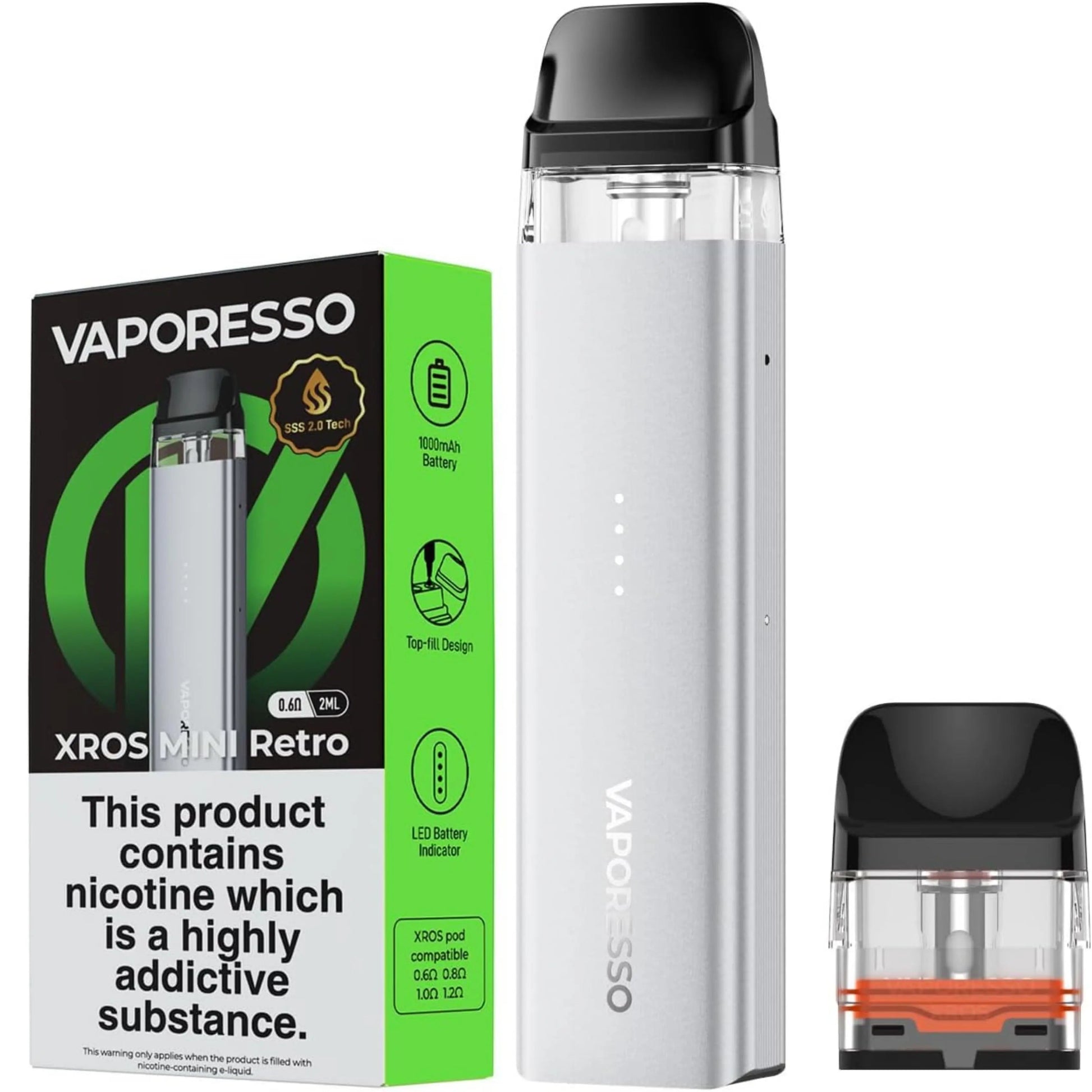 Vaporesso XROS Mini Retro Matte Silver compact refillable pod kit