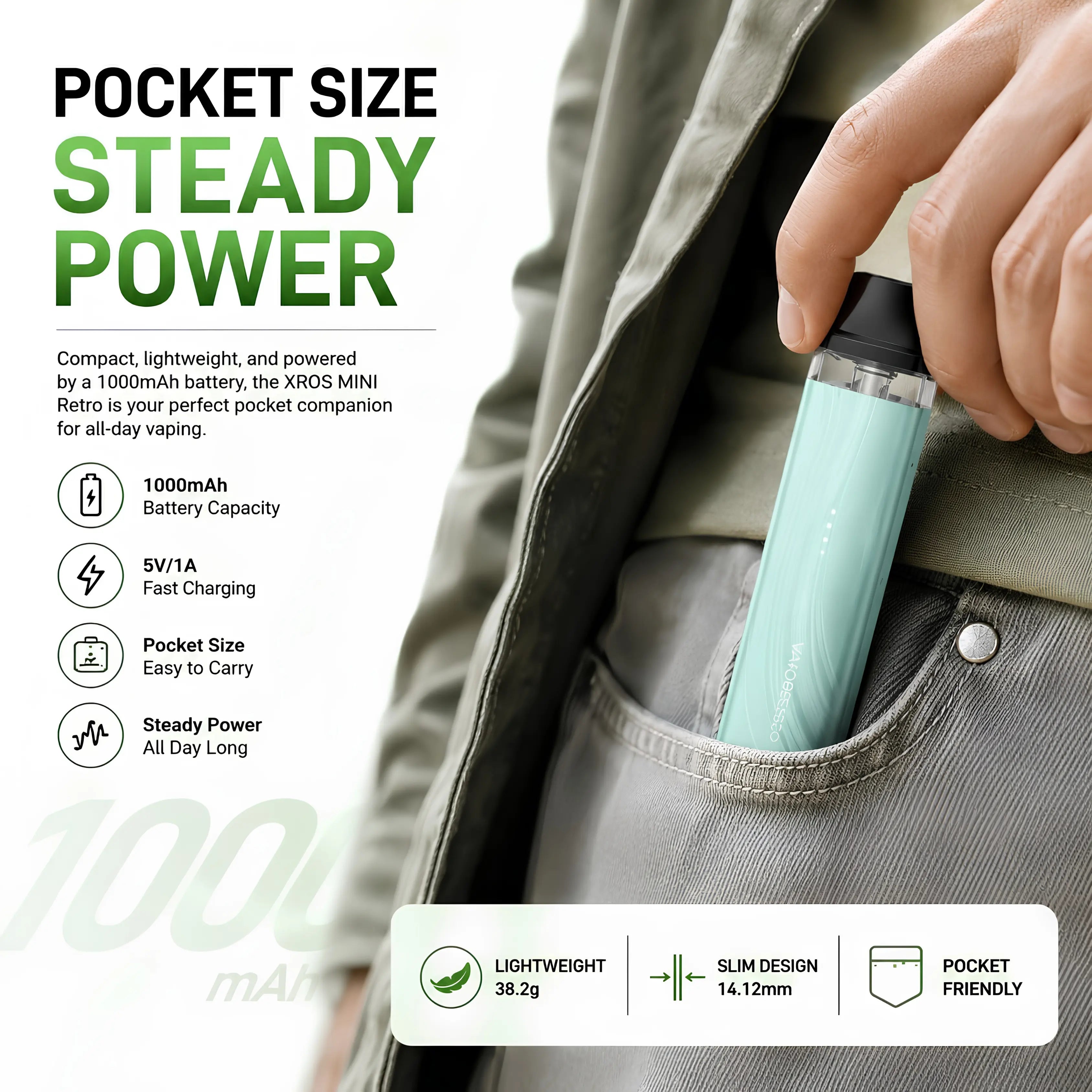 Vaporesso XROS Mini Retro pocket size 1000mAh battery feature image