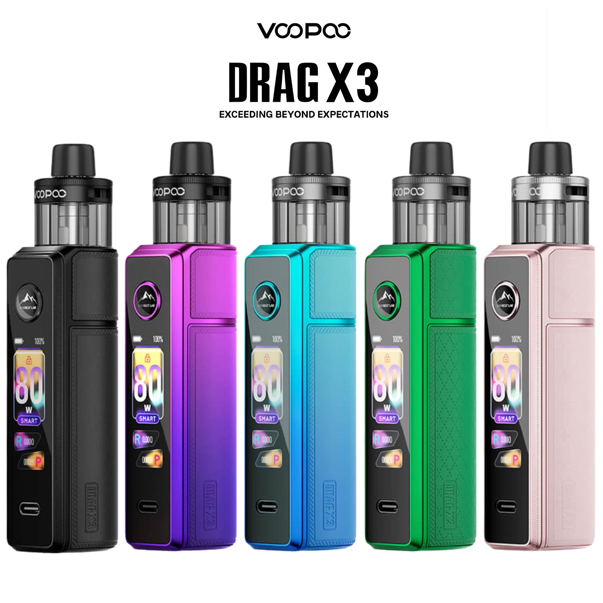 Voopoo Drag X3 Kit – 80W Pod Vape | Dual 18650/21700 Battery | PnP X Coils